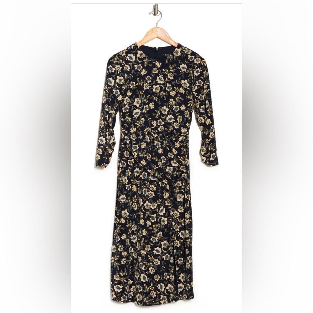 NWT Laundry by Shelli Segal Floral Slit Hem Midi Dress Size 8 - Picture 3 of 6